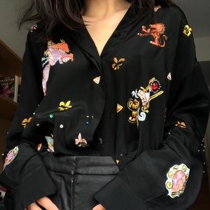 SOLD RARE Embroidered Silk Shirt
